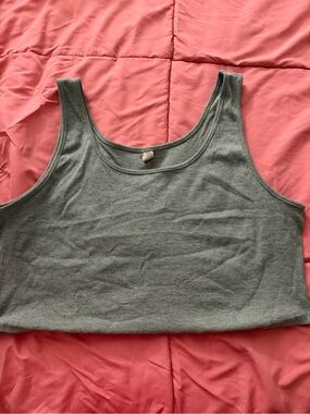 SHEIN Olive Ribbed Scoop Crop Tank